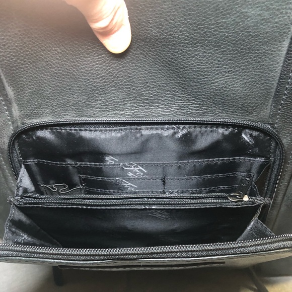 VINTAGE FOSSIL 1954 PEBBLED BLACK LEATHER SHOULDER BAG, #75082, LIKE NEW - Picture 6 of 11